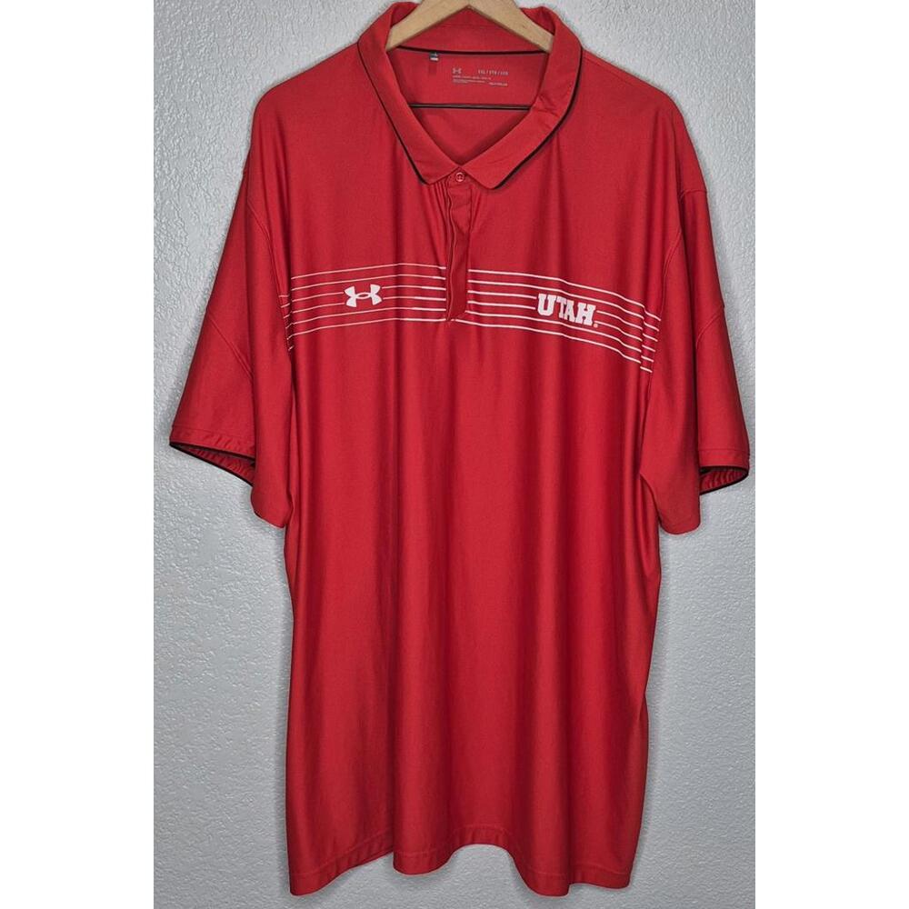Under Armour Utah Utes Polo Shirt Men’s 5XL Red HeatGear Big & Tall NCAA